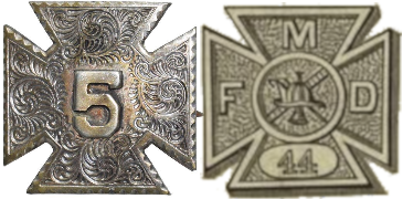 Comparison of the Civil War Badge of V Corps, US Army, and the original design of the badge of the Metropolitan Fire Department of New York